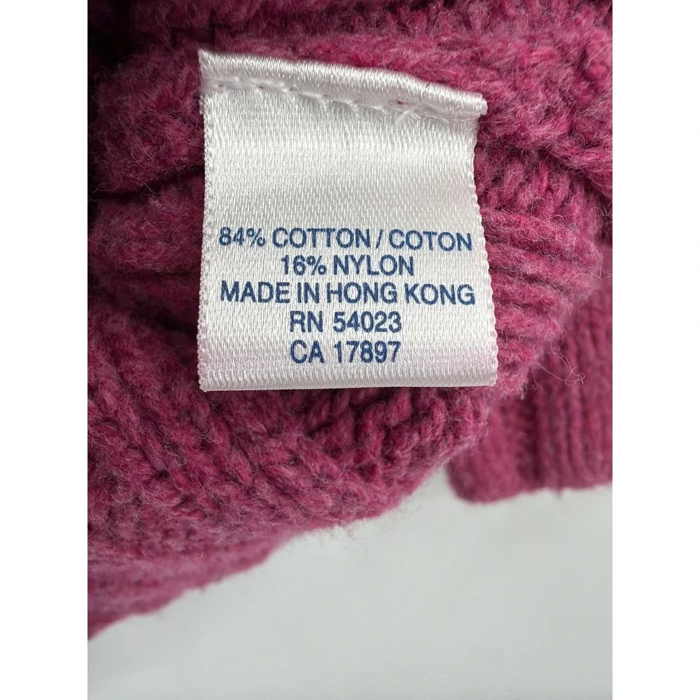 Vintage Old Navy Girls‎ Raspberry Pink Chunky Pointelle Knit Cardigan Sweater 4T
